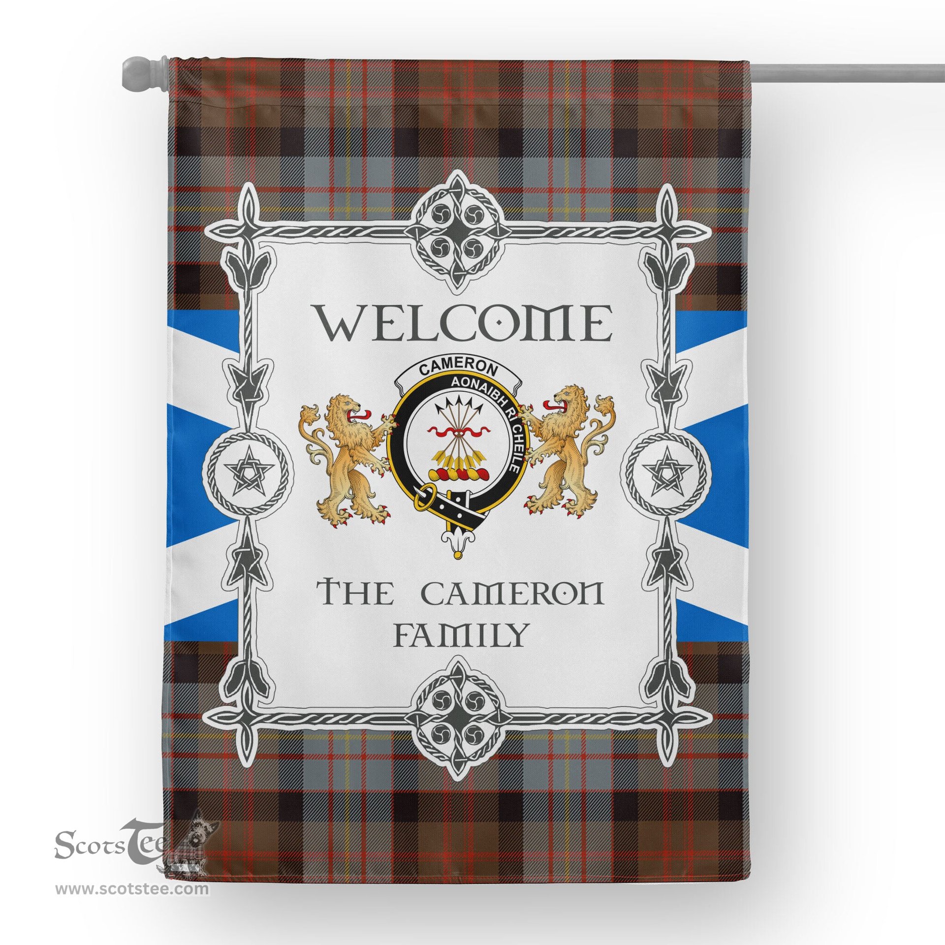 Scotstee Shop Cameron Of Erracht Weathered Tartan Garden Flag - Tartan Flag Clan Badge Scottish Tartan House Flag, tartan garden flag, Tartan Flag, Crest Garden Flag, Garden Flag, Ireland Garden Flag, Family Crest, Custom Flag, Custom Garden Flag, Ireland Custom Flag, clan tartan flags