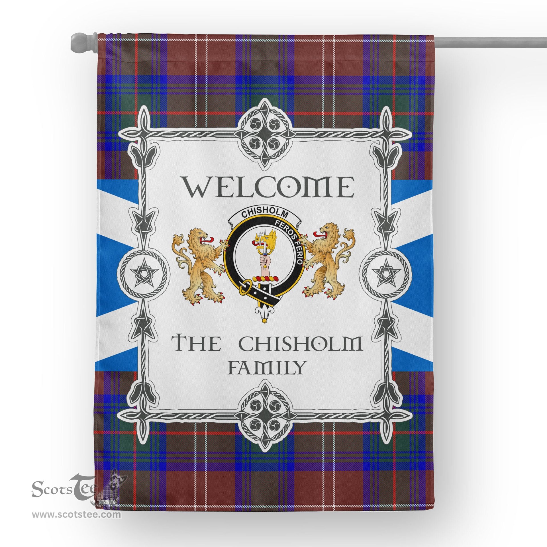 Scotstee Shop Chisholm Hunting Modern Tartan Garden Flag - Tartan Flag Clan Badge Scottish Tartan House Flag, tartan garden flag, Tartan Flag, Crest Garden Flag, Garden Flag, Ireland Garden Flag, Family Crest, Custom Flag, Custom Garden Flag, Ireland Custom Flag, clan tartan flags