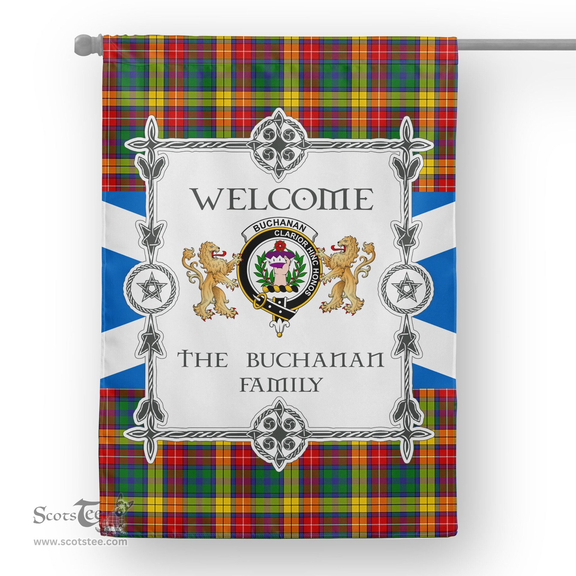 Scotstee Shop Buchanan Tartan Garden Flag - Tartan Flag Clan Badge Scottish Tartan House Flag, tartan garden flag, Tartan Flag, Crest Garden Flag, Garden Flag, Ireland Garden Flag, Family Crest, Custom Flag, Custom Garden Flag, Ireland Custom Flag, clan tartan flags
