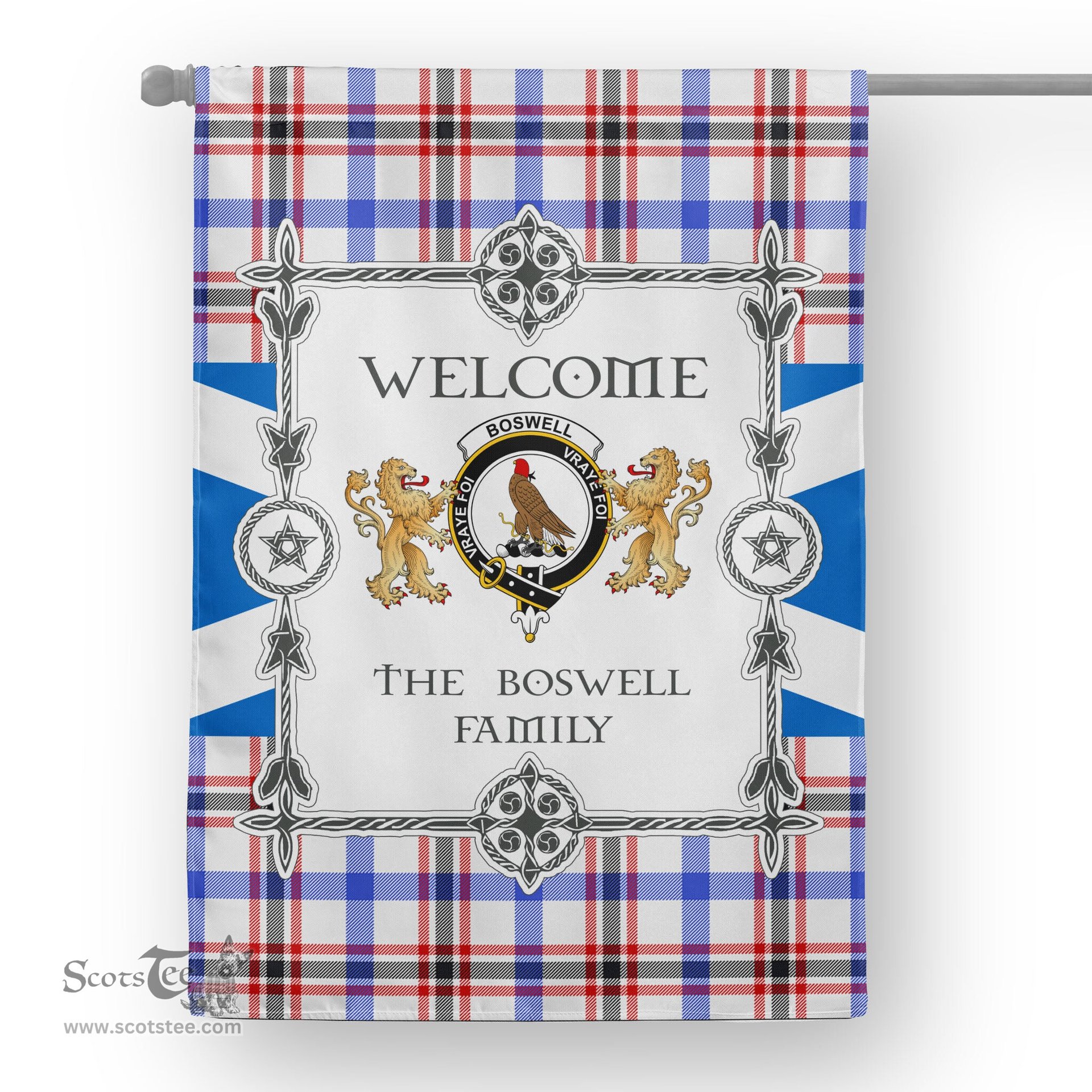 Scotstee Shop Boswell Modern Tartan Garden Flag - Tartan Flag Clan Badge Scottish Tartan House Flag, tartan garden flag, Tartan Flag, Crest Garden Flag, Garden Flag, Ireland Garden Flag, Family Crest, Custom Flag, Custom Garden Flag, Ireland Custom Flag, clan tartan flags