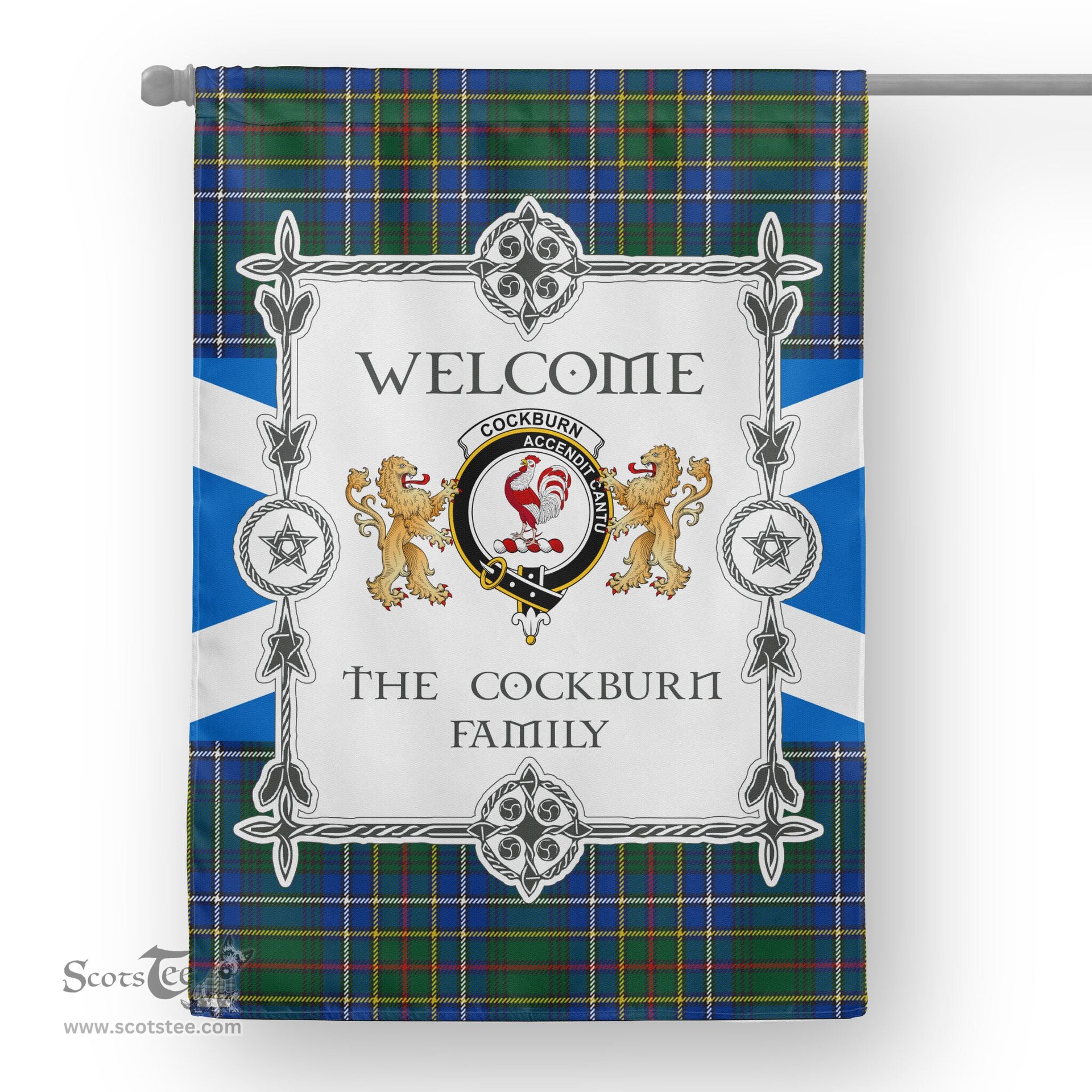 Scotstee Shop Cockburn Ancient Tartan Garden Flag - Tartan Flag Clan Badge Scottish Tartan House Flag, tartan garden flag, Tartan Flag, Crest Garden Flag, Garden Flag, Ireland Garden Flag, Family Crest, Custom Flag, Custom Garden Flag, Ireland Custom Flag, clan tartan flags