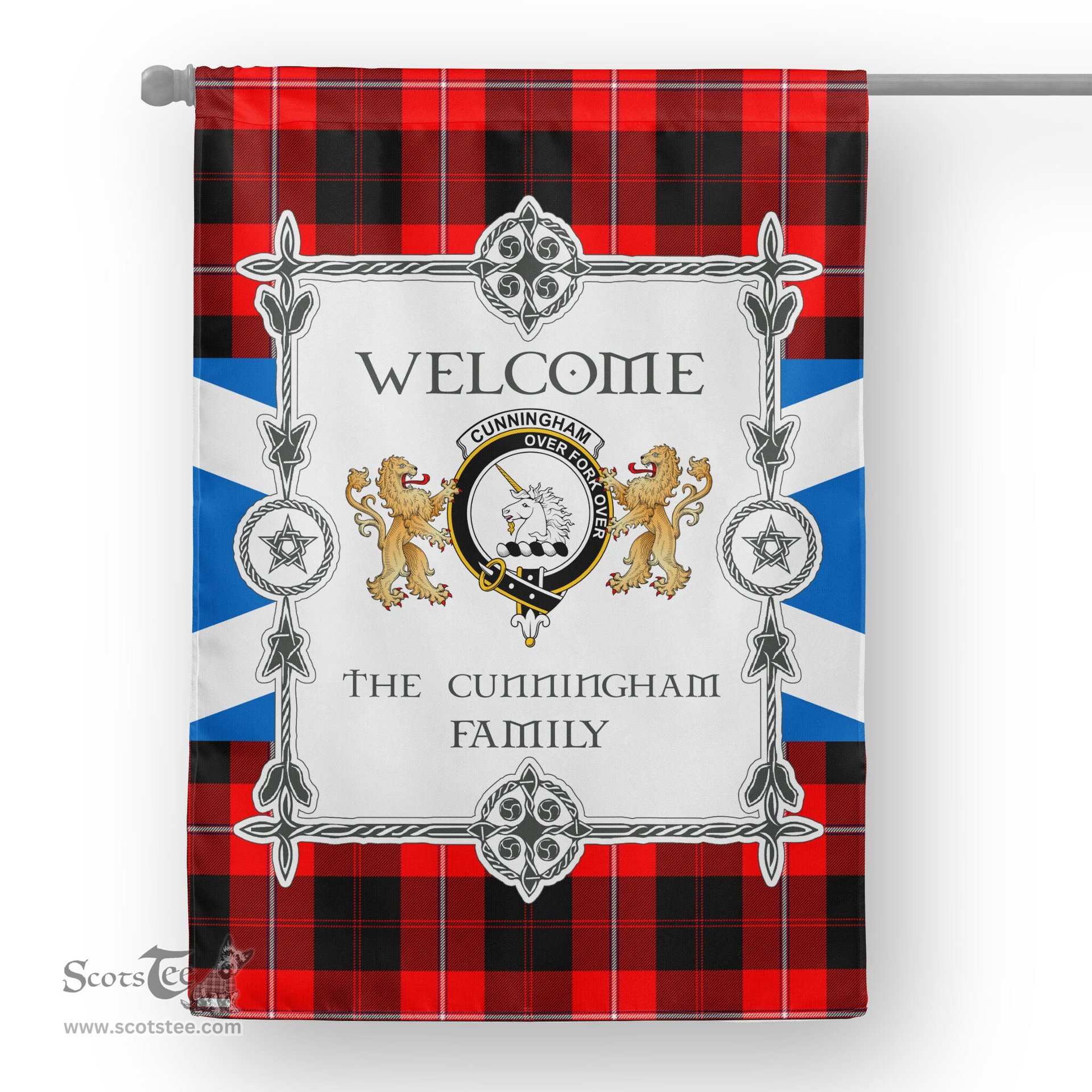 Scotstee Shop Cunningham Modern Tartan Garden Flag - Tartan Flag Clan Badge Scottish Tartan House Flag, tartan garden flag, Tartan Flag, Crest Garden Flag, Garden Flag, Ireland Garden Flag, Family Crest, Custom Flag, Custom Garden Flag, Ireland Custom Flag, clan tartan flags