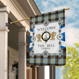 Scotstee Shop Bell Tartan Garden Flag - Tartan Flag Clan Badge Scottish Tartan House Flag, tartan garden flag, Tartan Flag, Crest Garden Flag, Garden Flag, Ireland Garden Flag, Family Crest, Custom Flag, Custom Garden Flag, Ireland Custom Flag, clan tartan flags