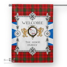 Heron Tartan Garden Flag - Tartan Flag Clan Badge Scottish Tartan House Flag, tartan garden flag, Tartan Flag, Crest Garden Flag, Garden Flag, Ireland Garden Flag, Family Crest, Custom Flag, Custom Garden Flag, Ireland Custom Flag, clan tartan flags