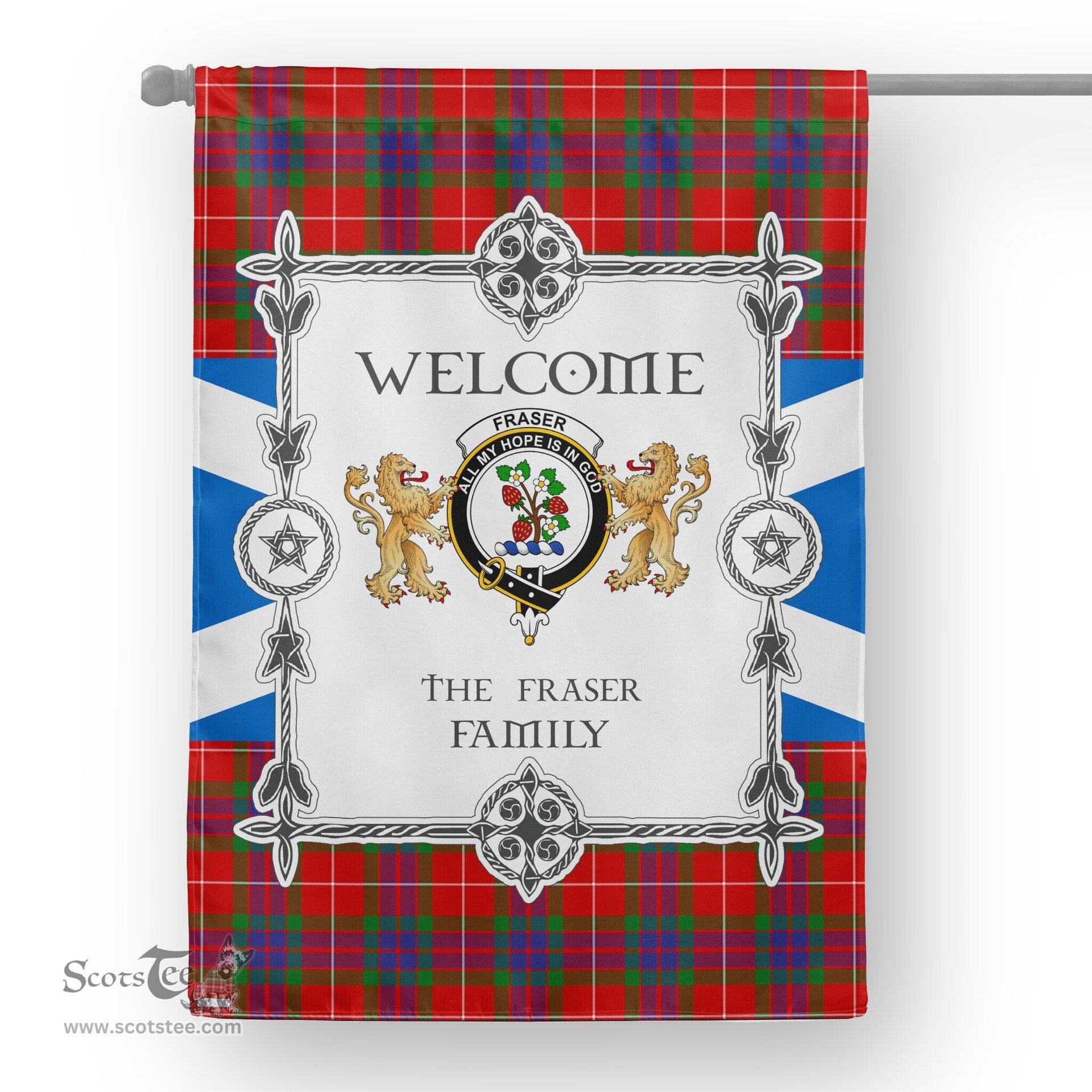 Fraser Tartan Garden Flag - Tartan Flag Clan Badge Scottish Tartan House Flag, tartan garden flag, Tartan Flag, Crest Garden Flag, Garden Flag, Ireland Garden Flag, Family Crest, Custom Flag, Custom Garden Flag, Ireland Custom Flag, clan tartan flags