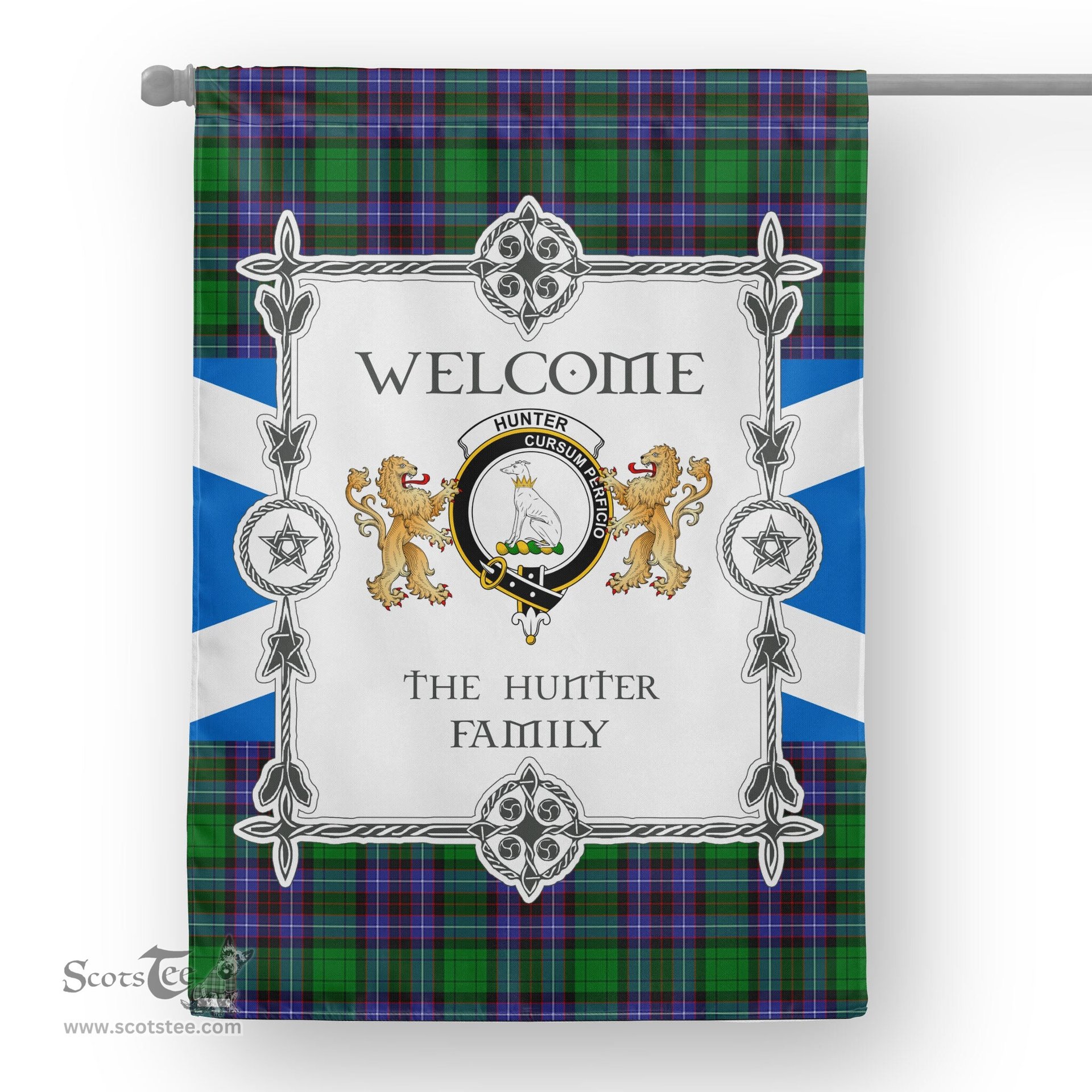 Hunter Of Peeblesshire Tartan Garden Flag - Tartan Flag Clan Badge Scottish Tartan House Flag, tartan garden flag, Tartan Flag, Crest Garden Flag, Garden Flag, Ireland Garden Flag, Family Crest, Custom Flag, Custom Garden Flag, Ireland Custom Flag, clan tartan flags
