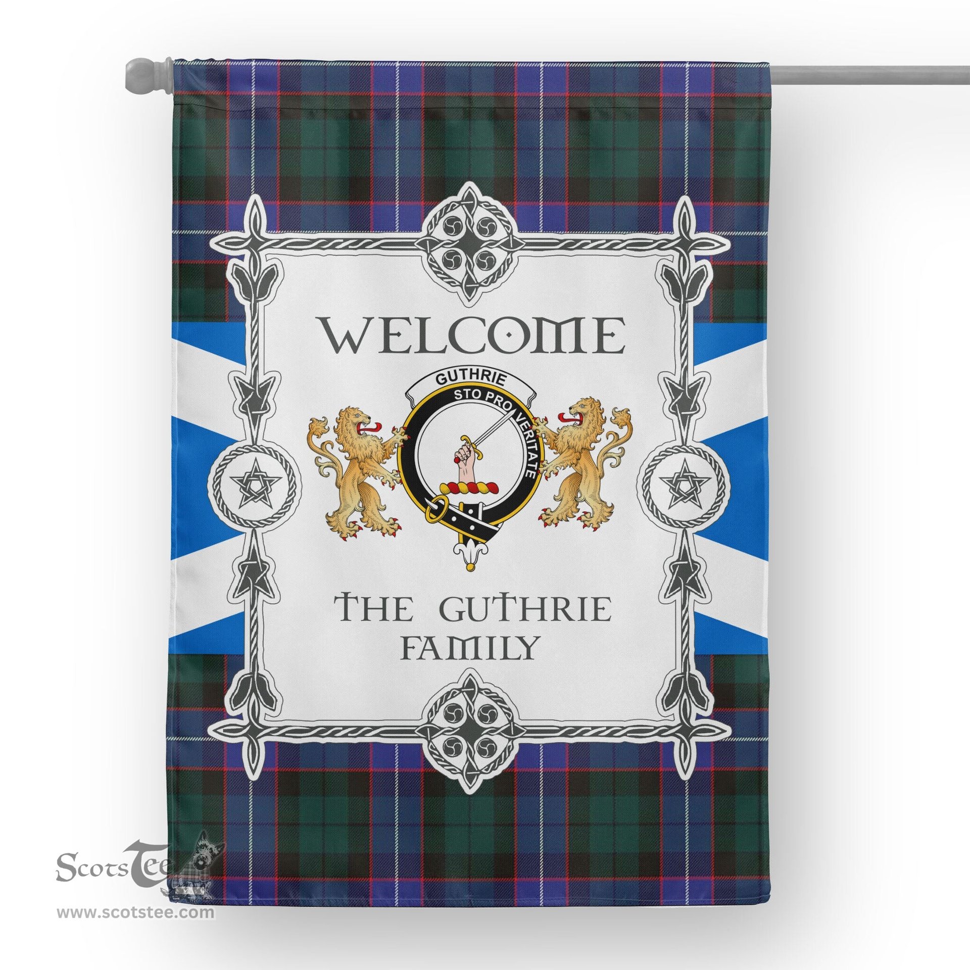 Scotstee Shop Guthrie Modern Tartan Garden Flag - Tartan Flag Clan Badge Scottish Tartan House Flag, tartan garden flag, Tartan Flag, Crest Garden Flag, Garden Flag, Ireland Garden Flag, Family Crest, Custom Flag, Custom Garden Flag, Ireland Custom Flag, clan tartan flags