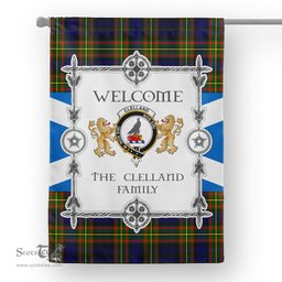 Scotstee Shop Clelland Tartan Garden Flag - Tartan Flag Clan Badge Scottish Tartan House Flag, tartan garden flag, Tartan Flag, Crest Garden Flag, Garden Flag, Ireland Garden Flag, Family Crest, Custom Flag, Custom Garden Flag, Ireland Custom Flag, clan tartan flags