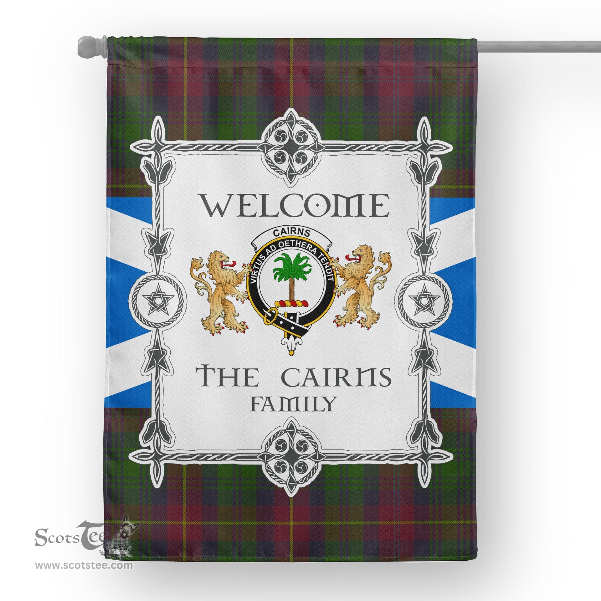 Scotstee Shop Cairns Hunting Tartan Garden Flag - Tartan Flag Clan Badge Scottish Tartan House Flag, tartan garden flag, Tartan Flag, Crest Garden Flag, Garden Flag, Ireland Garden Flag, Family Crest, Custom Flag, Custom Garden Flag, Ireland Custom Flag, clan tartan flags