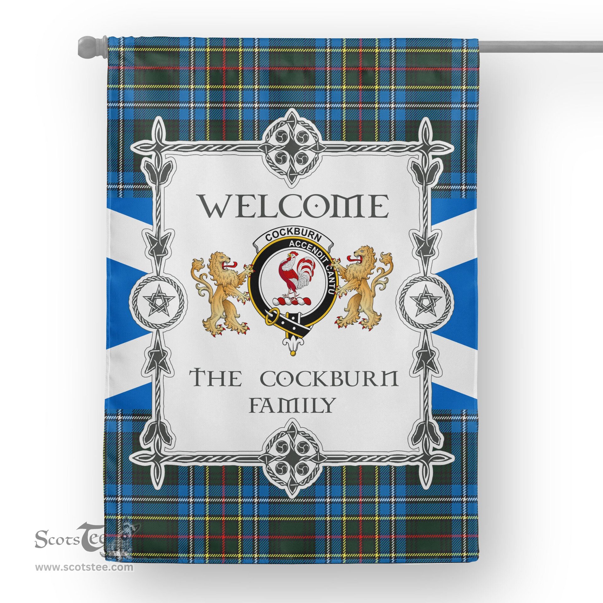 Scotstee Shop Cockburn Modern Tartan Garden Flag - Tartan Flag Clan Badge Scottish Tartan House Flag, tartan garden flag, Tartan Flag, Crest Garden Flag, Garden Flag, Ireland Garden Flag, Family Crest, Custom Flag, Custom Garden Flag, Ireland Custom Flag, clan tartan flags