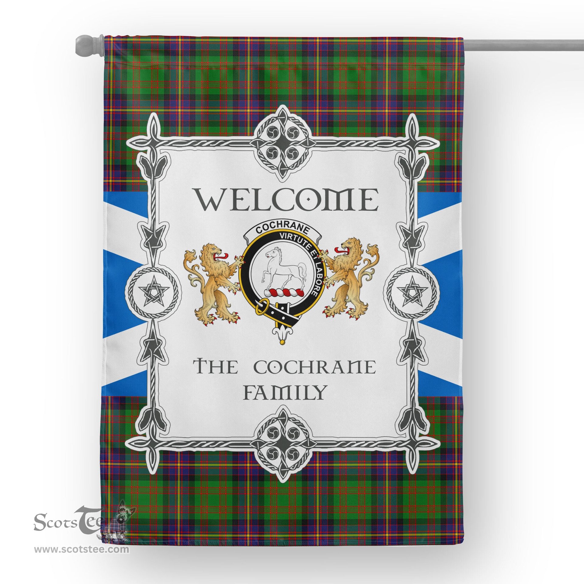 Scotstee Shop Cochrane Tartan Garden Flag - Tartan Flag Clan Badge Scottish Tartan House Flag, tartan garden flag, Tartan Flag, Crest Garden Flag, Garden Flag, Ireland Garden Flag, Family Crest, Custom Flag, Custom Garden Flag, Ireland Custom Flag, clan tartan flags