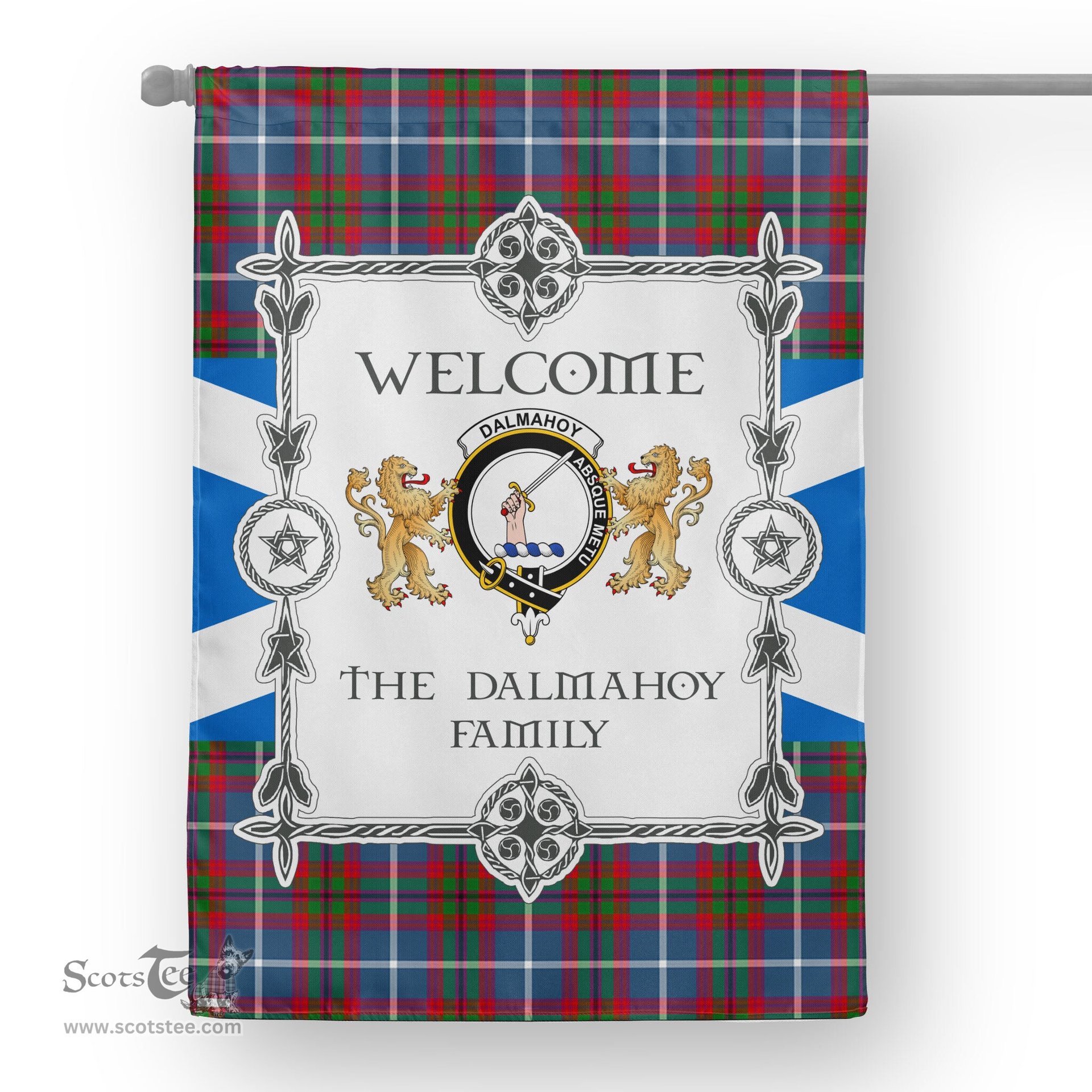 Scotstee Shop Dalmahoy Tartan Garden Flag - Tartan Flag Clan Badge Scottish Tartan House Flag, tartan garden flag, Tartan Flag, Crest Garden Flag, Garden Flag, Ireland Garden Flag, Family Crest, Custom Flag, Custom Garden Flag, Ireland Custom Flag, clan tartan flags