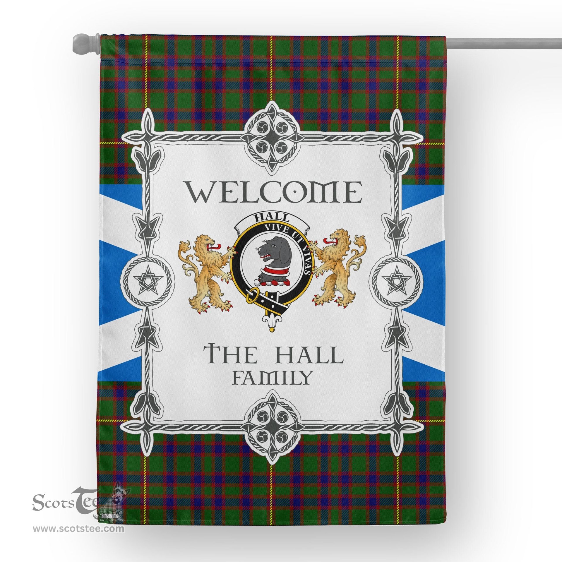 Hall Tartan Garden Flag - Tartan Flag Clan Badge Scottish Tartan House Flag, tartan garden flag, Tartan Flag, Crest Garden Flag, Garden Flag, Ireland Garden Flag, Family Crest, Custom Flag, Custom Garden Flag, Ireland Custom Flag, clan tartan flags