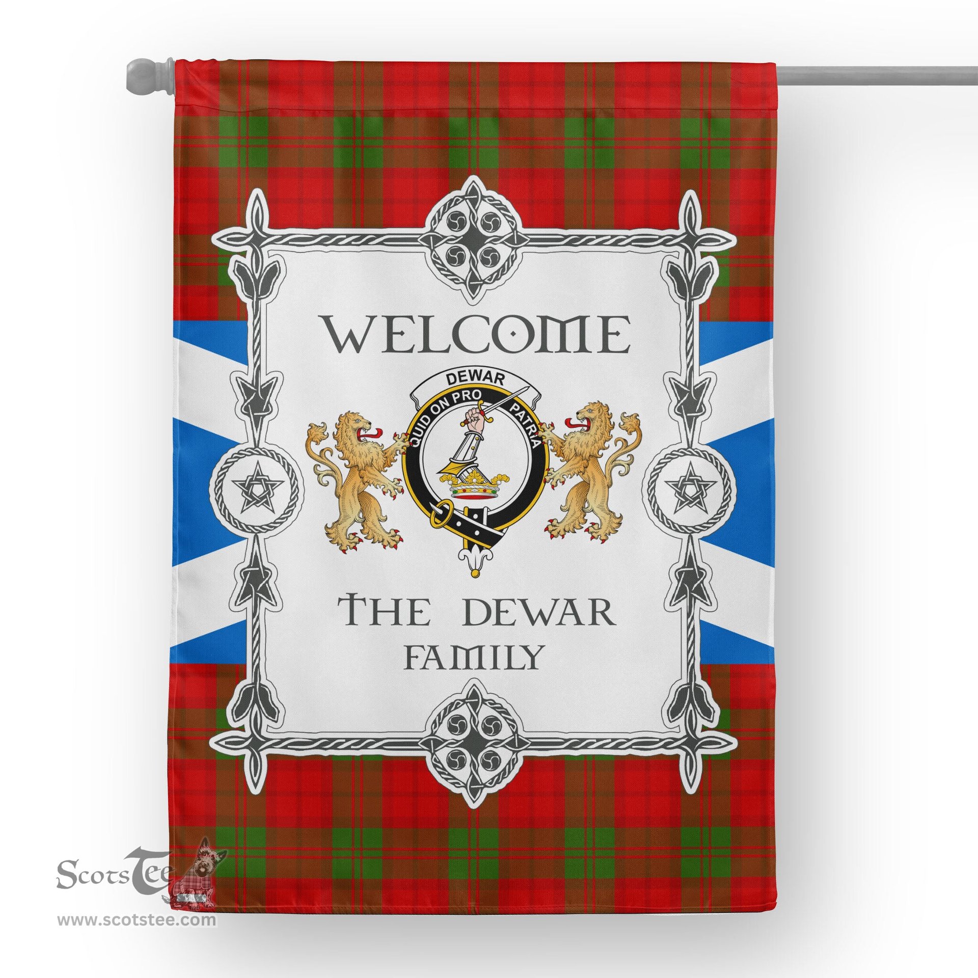 Scotstee Shop Dewar Tartan Garden Flag - Tartan Flag Clan Badge Scottish Tartan House Flag, tartan garden flag, Tartan Flag, Crest Garden Flag, Garden Flag, Ireland Garden Flag, Family Crest, Custom Flag, Custom Garden Flag, Ireland Custom Flag, clan tartan flags
