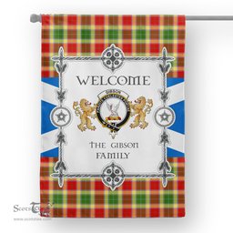 Scotstee Shop Gibson Tartan Garden Flag - Tartan Flag Clan Badge Scottish Tartan House Flag, tartan garden flag, Tartan Flag, Crest Garden Flag, Garden Flag, Ireland Garden Flag, Family Crest, Custom Flag, Custom Garden Flag, Ireland Custom Flag, clan tartan flags