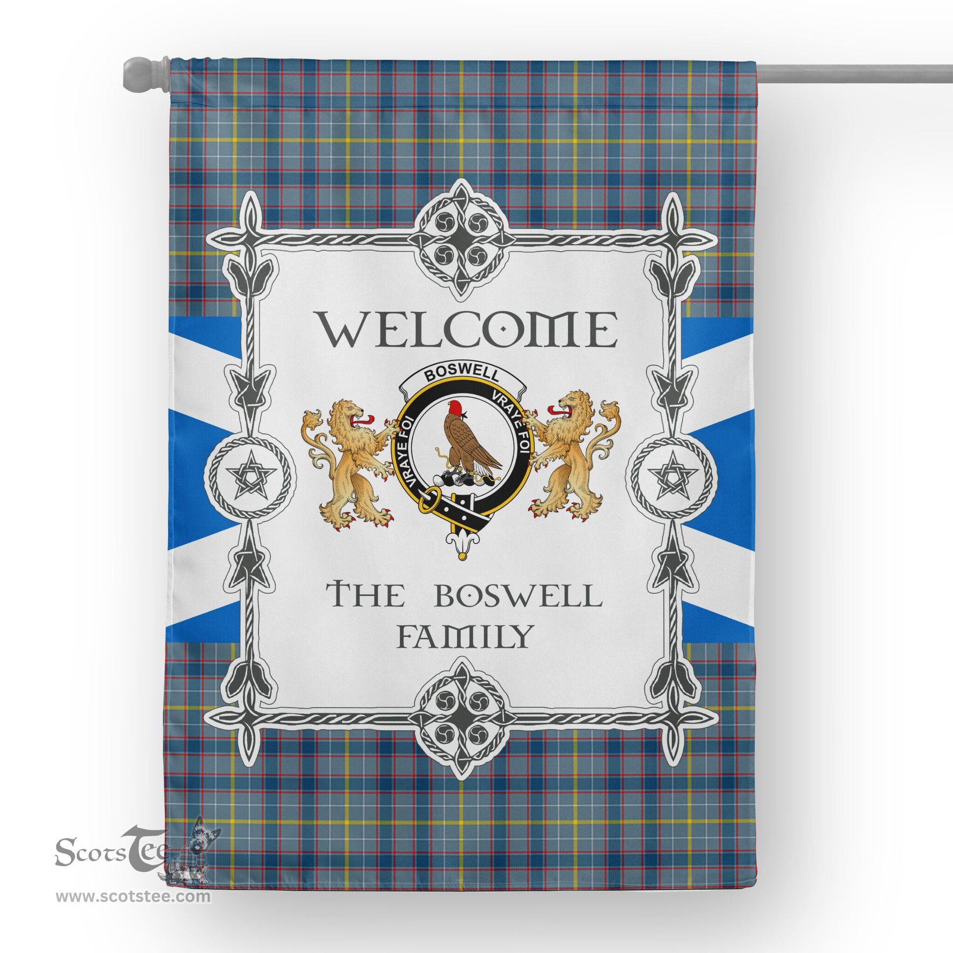 Scotstee Shop Boswell Tartan Garden Flag - Tartan Flag Clan Badge Scottish Tartan House Flag, tartan garden flag, Tartan Flag, Crest Garden Flag, Garden Flag, Ireland Garden Flag, Family Crest, Custom Flag, Custom Garden Flag, Ireland Custom Flag, clan tartan flags