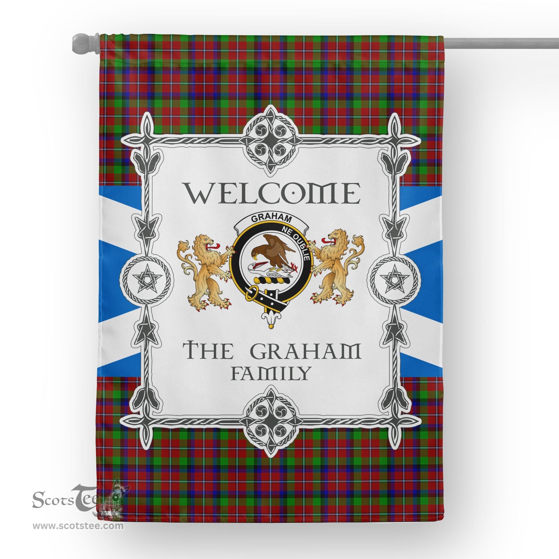 Graham Red Tartan Garden Flag - Tartan Flag Clan Badge Scottish Tartan House Flag, tartan garden flag, Tartan Flag, Crest Garden Flag, Garden Flag, Ireland Garden Flag, Family Crest, Custom Flag, Custom Garden Flag, Ireland Custom Flag, clan tartan flags