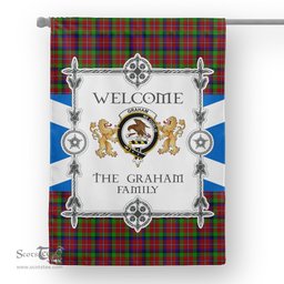 Graham Red Tartan Garden Flag - Tartan Flag Clan Badge Scottish Tartan House Flag, tartan garden flag, Tartan Flag, Crest Garden Flag, Garden Flag, Ireland Garden Flag, Family Crest, Custom Flag, Custom Garden Flag, Ireland Custom Flag, clan tartan flags