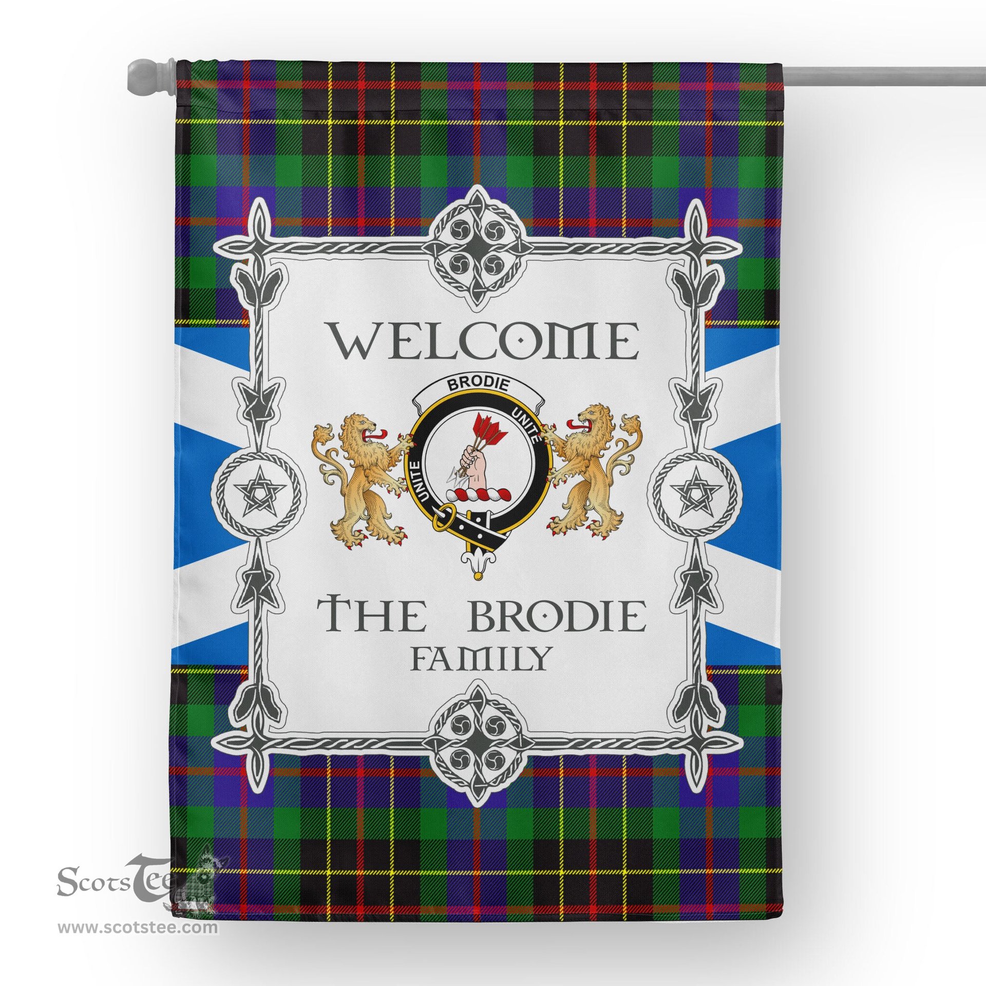 Scotstee Shop Brodie Hunting Tartan Garden Flag - Tartan Flag Clan Badge Scottish Tartan House Flag, tartan garden flag, Tartan Flag, Crest Garden Flag, Garden Flag, Ireland Garden Flag, Family Crest, Custom Flag, Custom Garden Flag, Ireland Custom Flag, clan tartan flags
