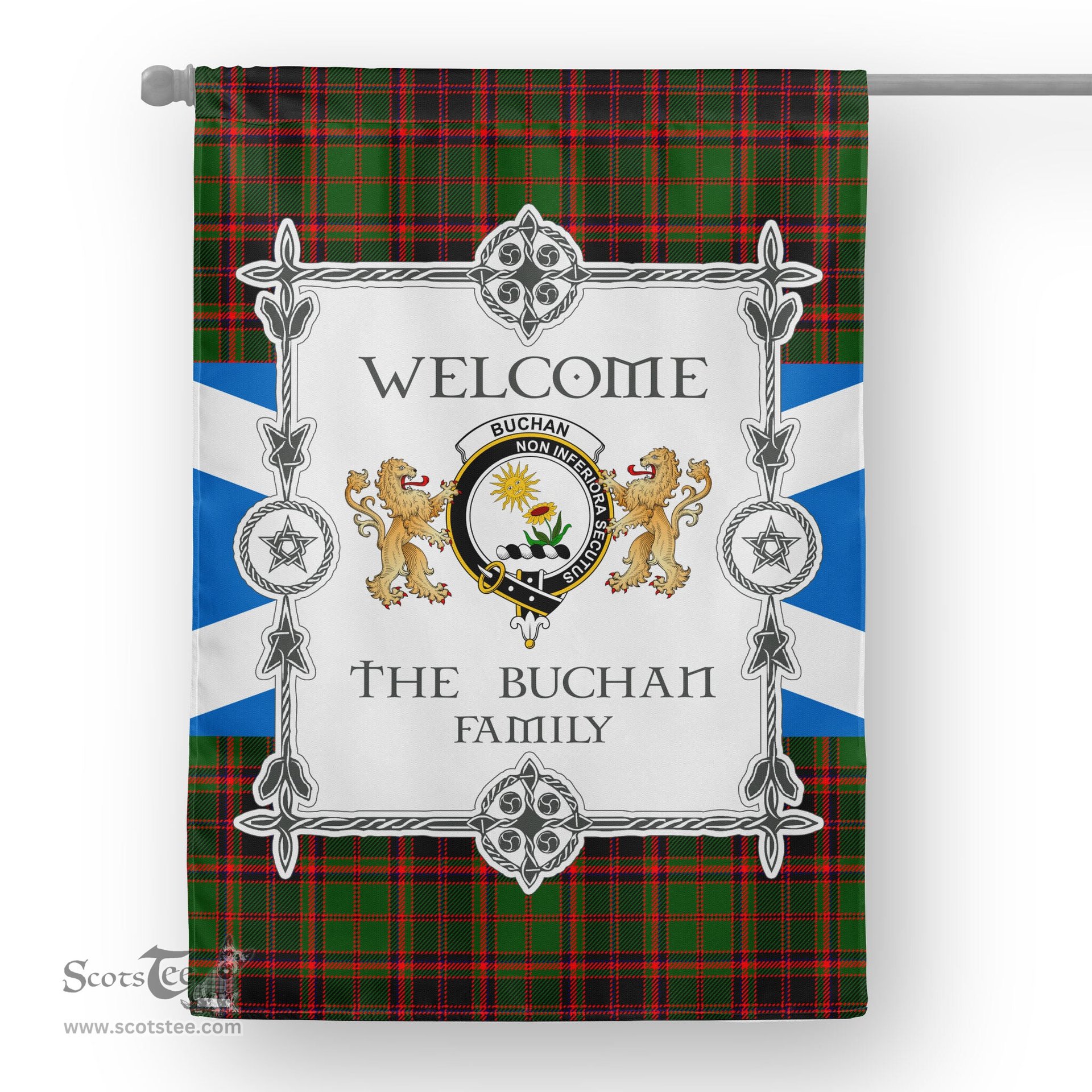 Scotstee Shop Buchan Modern Tartan Garden Flag - Tartan Flag Clan Badge Scottish Tartan House Flag, tartan garden flag, Tartan Flag, Crest Garden Flag, Garden Flag, Ireland Garden Flag, Family Crest, Custom Flag, Custom Garden Flag, Ireland Custom Flag, clan tartan flags