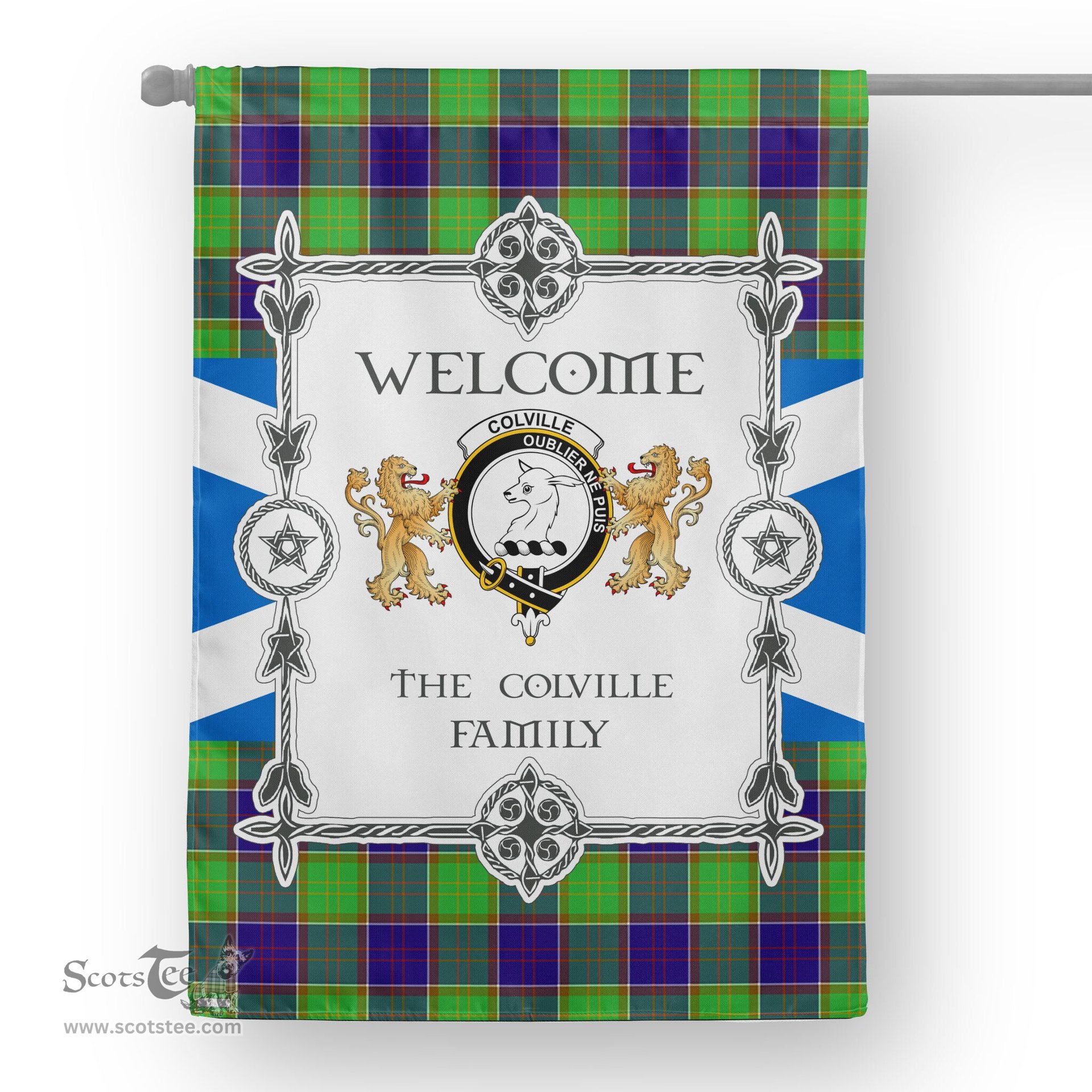 Scotstee Shop Colville Tartan Garden Flag - Tartan Flag Clan Badge Scottish Tartan House Flag, tartan garden flag, Tartan Flag, Crest Garden Flag, Garden Flag, Ireland Garden Flag, Family Crest, Custom Flag, Custom Garden Flag, Ireland Custom Flag, clan tartan flags