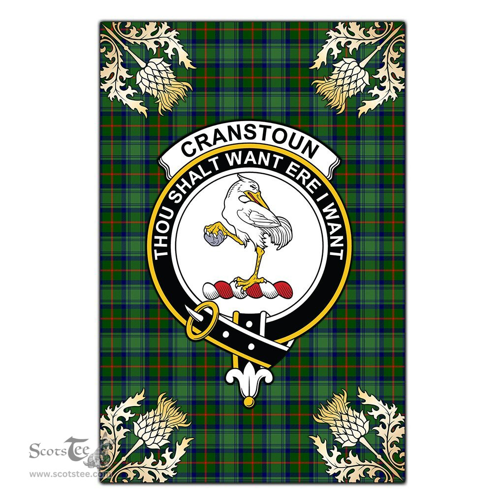 Scotstee Shop Cranstoun Clan Crest Gold Thistle New Garden Flag, buffalo plaid garden flag,scottish clan flags,scottish clan flags uk,scottish family crest flags,scottish flag tartans,Scottish Tartan House Flag,Tartan Clan Flag,tartan day flag,Tartan Garden Flag,Clan Badge Tartan Flag,clan tartan flag,green tartan flag, scottish family crest flags,scottish clan flags,scottish clan flags uk,scottish family crest flags,scottish flag tartans,scottish tartan flag,tartan army flag