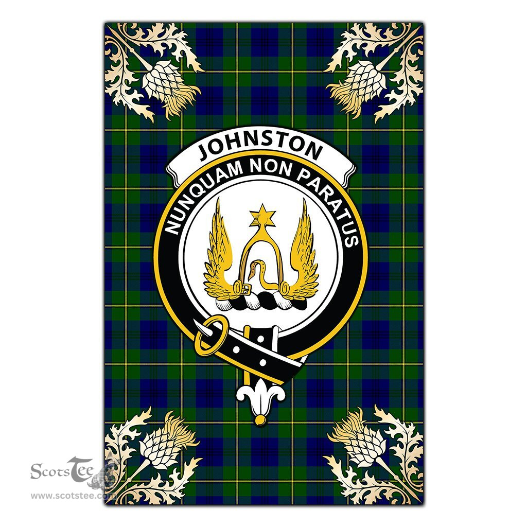 Scotstee Shop Johnston Modern Clan Crest Gold Thistle New Garden Flag, buffalo plaid garden flag,scottish clan flags,scottish clan flags uk,scottish family crest flags,scottish flag tartans,Scottish Tartan House Flag,Tartan Clan Flag,tartan day flag,Tartan Garden Flag,Clan Badge Tartan Flag,clan tartan flag,green tartan flag, scottish family crest flags,scottish clan flags,scottish clan flags uk,scottish family crest flags,scottish flag tartans,scottish tartan flag,tartan army flag