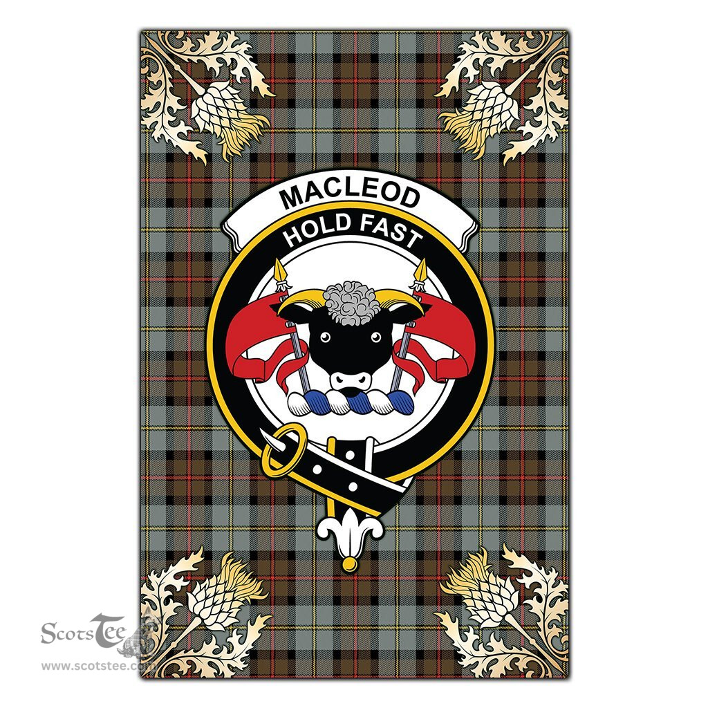 Scotstee Shop MacLeod of Harris Weathered Clan Crest Gold Thistle New Garden Flag, buffalo plaid garden flag,scottish clan flags,scottish clan flags uk,scottish family crest flags,scottish flag tartans,Scottish Tartan House Flag,Tartan Clan Flag,tartan day flag,Tartan Garden Flag,Clan Badge Tartan Flag,clan tartan flag,green tartan flag, scottish family crest flags,scottish clan flags,scottish clan flags uk,scottish family crest flags,scottish flag tartans,scottish tartan flag,tartan army flag
