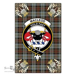 Scotstee Shop MacLeod of Harris Weathered Clan Crest Gold Thistle New Garden Flag, buffalo plaid garden flag,scottish clan flags,scottish clan flags uk,scottish family crest flags,scottish flag tartans,Scottish Tartan House Flag,Tartan Clan Flag,tartan day flag,Tartan Garden Flag,Clan Badge Tartan Flag,clan tartan flag,green tartan flag, scottish family crest flags,scottish clan flags,scottish clan flags uk,scottish family crest flags,scottish flag tartans,scottish tartan flag,tartan army flag