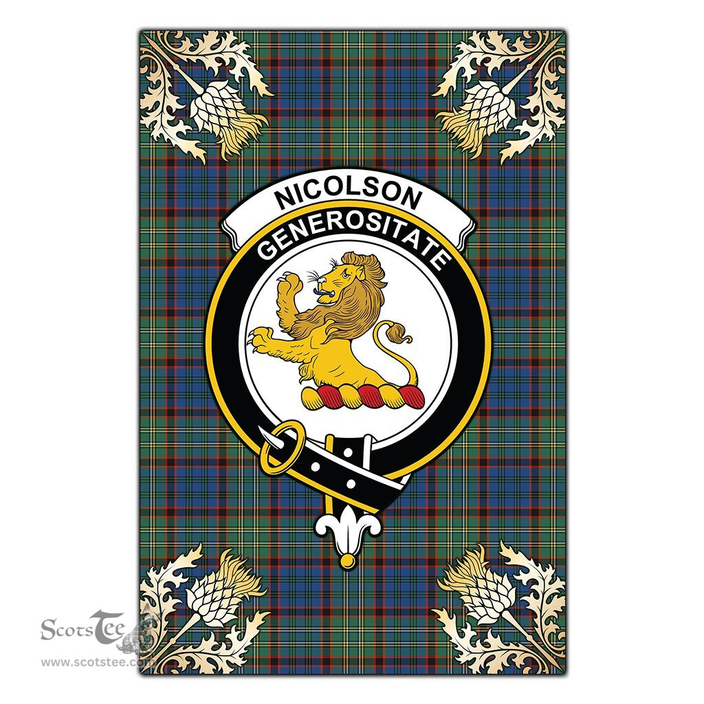 Scotstee Shop Nicolson Hunting Ancient Clan Crest Gold Thistle New Garden Flag, buffalo plaid garden flag,scottish clan flags,scottish clan flags uk,scottish family crest flags,scottish flag tartans,Scottish Tartan House Flag,Tartan Clan Flag,tartan day flag,Tartan Garden Flag,Clan Badge Tartan Flag,clan tartan flag,green tartan flag, scottish family crest flags,scottish clan flags,scottish clan flags uk,scottish family crest flags,scottish flag tartans,scottish tartan flag,tartan army flag