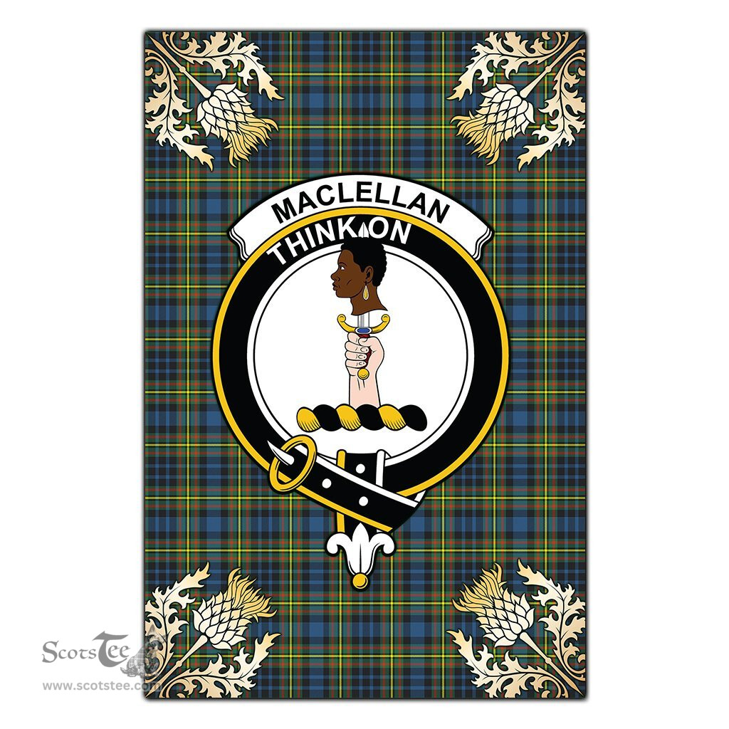 Scotstee Shop MacLellan Ancient Clan Crest Gold Thistle New Garden Flag, buffalo plaid garden flag,scottish clan flags,scottish clan flags uk,scottish family crest flags,scottish flag tartans,Scottish Tartan House Flag,Tartan Clan Flag,tartan day flag,Tartan Garden Flag,Clan Badge Tartan Flag,clan tartan flag,green tartan flag, scottish family crest flags,scottish clan flags,scottish clan flags uk,scottish family crest flags,scottish flag tartans,scottish tartan flag,tartan army flag