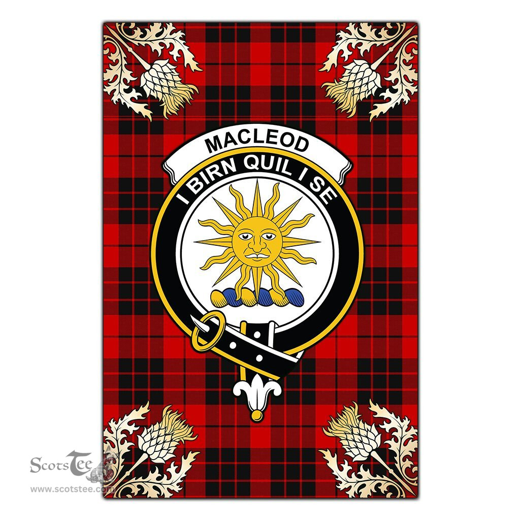 Scotstee Shop MacLeod of Raasay Clan Crest Gold Thistle New Garden Flag, buffalo plaid garden flag,scottish clan flags,scottish clan flags uk,scottish family crest flags,scottish flag tartans,Scottish Tartan House Flag,Tartan Clan Flag,tartan day flag,Tartan Garden Flag,Clan Badge Tartan Flag,clan tartan flag,green tartan flag, scottish family crest flags,scottish clan flags,scottish clan flags uk,scottish family crest flags,scottish flag tartans,scottish tartan flag,tartan army flag