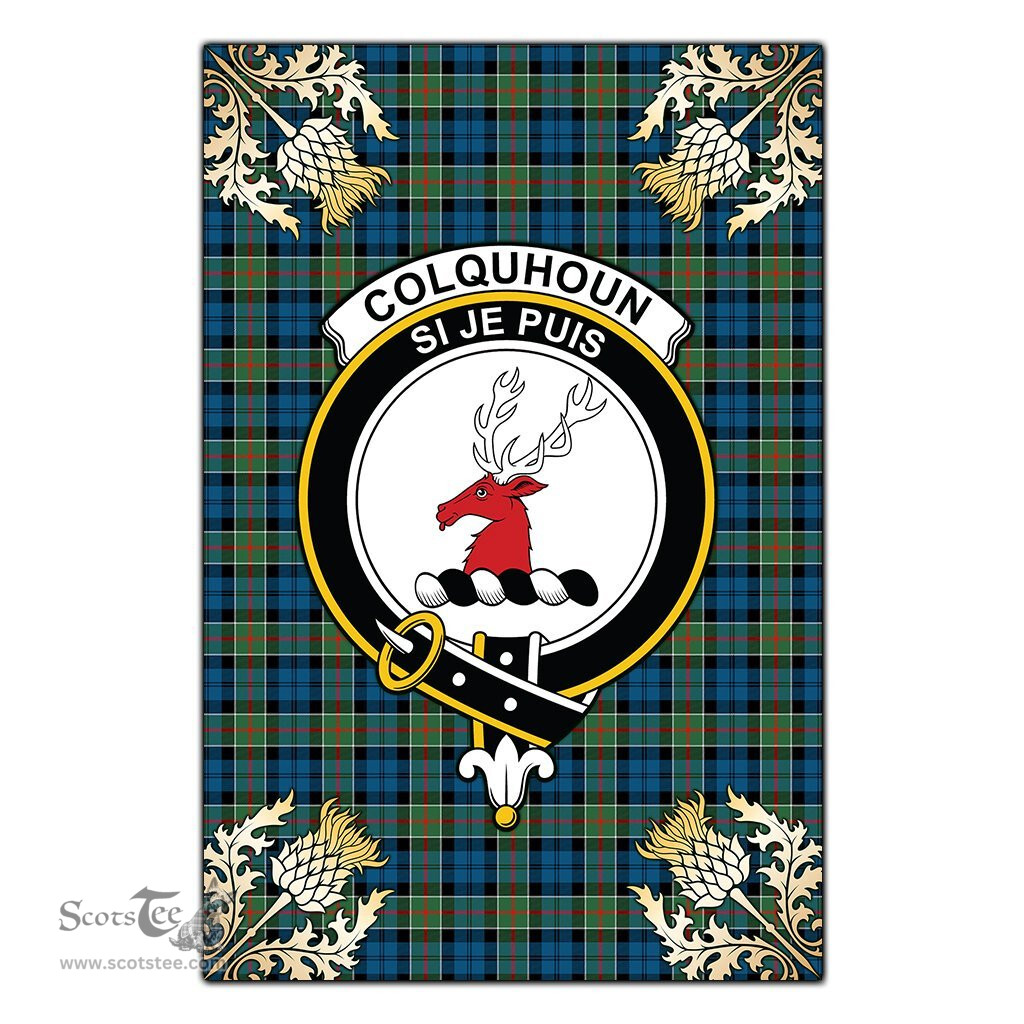 Scotstee Shop Colquhoun Ancient Clan Crest Gold Thistle New Garden Flag, buffalo plaid garden flag,scottish clan flags,scottish clan flags uk,scottish family crest flags,scottish flag tartans,Scottish Tartan House Flag,Tartan Clan Flag,tartan day flag,Tartan Garden Flag,Clan Badge Tartan Flag,clan tartan flag,green tartan flag, scottish family crest flags,scottish clan flags,scottish clan flags uk,scottish family crest flags,scottish flag tartans,scottish tartan flag,tartan army flag