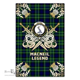 Scotstee Shop - Scotstee Shop MacNeil of Colonsay Modern Clan Crest Golf Courage Gold Thistle Tartan Garden Flag