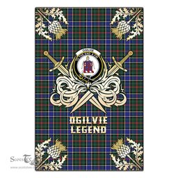 Scotstee Shop - Scotstee Shop Ogilvie Hunting Modern Clan Crest Golf Courage Gold Thistle Tartan Garden Flag