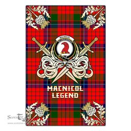 Scotstee Shop - Scotstee Shop MacNicol of Scorrybreac Clan Crest Golf Courage Gold Thistle Tartan Garden Flag