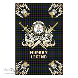 Scotstee Shop - Scotstee Shop Murray of Atholl Modern Clan Crest Golf Courage Gold Thistle Tartan Garden Flag