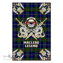 Scotstee Shop - Scotstee Shop MacLeod of Harris Modern Clan Crest Golf Courage Gold Thistle Tartan Garden Flag