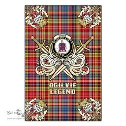 Scotstee Shop - Scotstee Shop Ogilvie of Airlie Ancient Clan Crest Golf Courage Gold Thistle Tartan Garden Flag