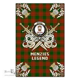 Scotstee Shop - Scotstee Shop Menzies Green Modern Clan Crest Golf Courage Gold Thistle Tartan Garden Flag