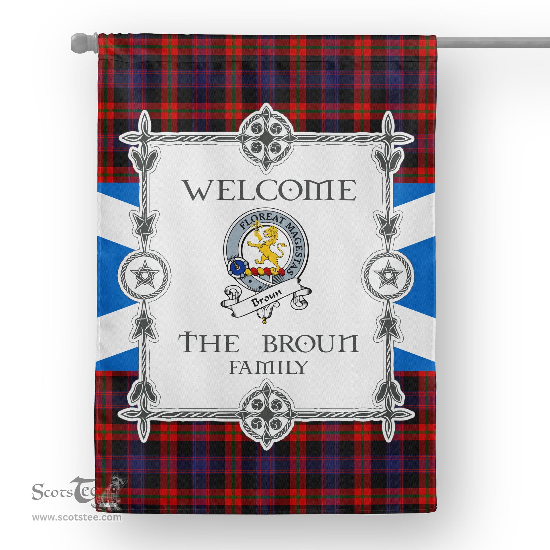 Scotstee Shop Broun Modern Tartan Garden Flag Clan Badge Tartan Flag Scottish Tartan House Flag, tartan garden flag, Tartan Flag, Crest Garden Flag, Garden Flag, Ireland Garden Flag, Family Crest, Custom Flag, Custom Garden Flag, Ireland Custom Flag, clan tartan flags