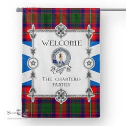 Scotstee Shop Charteris Tartan Garden Flag Clan Badge Tartan Flag Scottish Tartan House Flag, tartan garden flag, Tartan Flag, Crest Garden Flag, Garden Flag, Ireland Garden Flag, Family Crest, Custom Flag, Custom Garden Flag, Ireland Custom Flag, clan tartan flags
