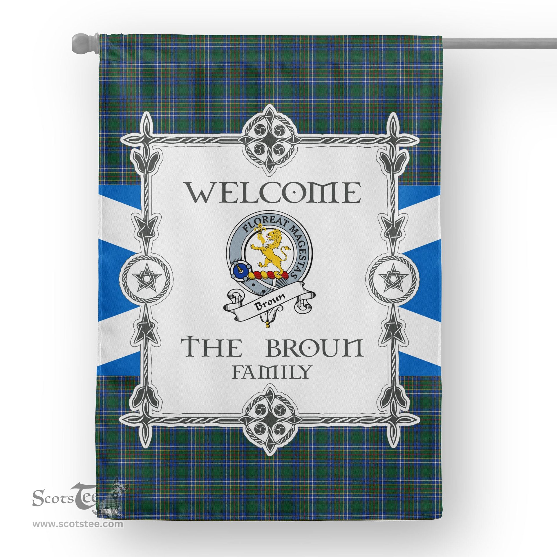 Scotstee Shop Broun Tartan Garden Flag Clan Badge Tartan Flag Scottish Tartan House Flag, tartan garden flag, Tartan Flag, Crest Garden Flag, Garden Flag, Ireland Garden Flag, Family Crest, Custom Flag, Custom Garden Flag, Ireland Custom Flag, clan tartan flags