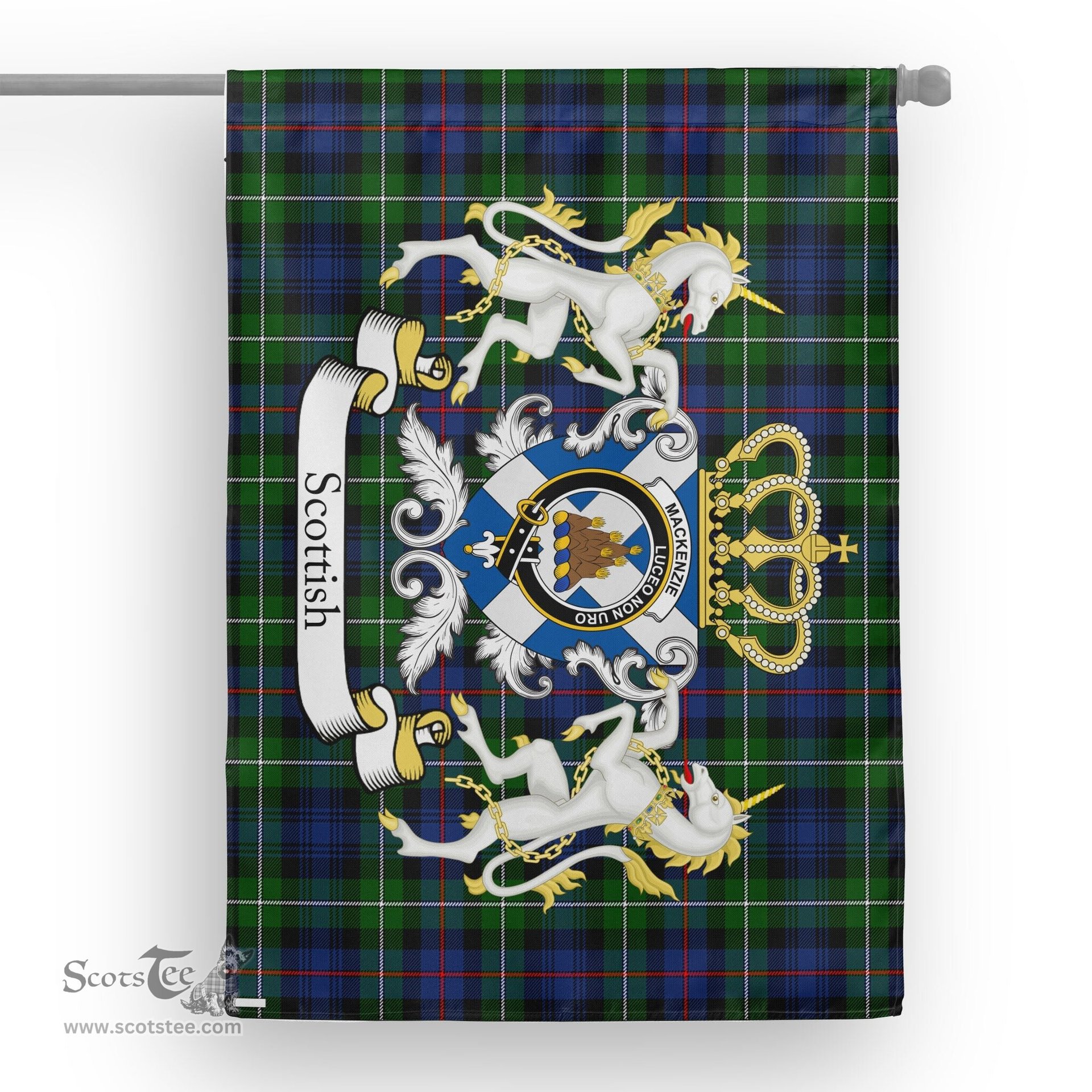 Scotstee Shop Tartan Garden Flag MacKenzie Tartan Flag Clan Badge With Lion Scottish, Tartan Garden Flag, Tartan Flag, Tartan House Flag, Plaid Flag, Christmas Plaid Flag
