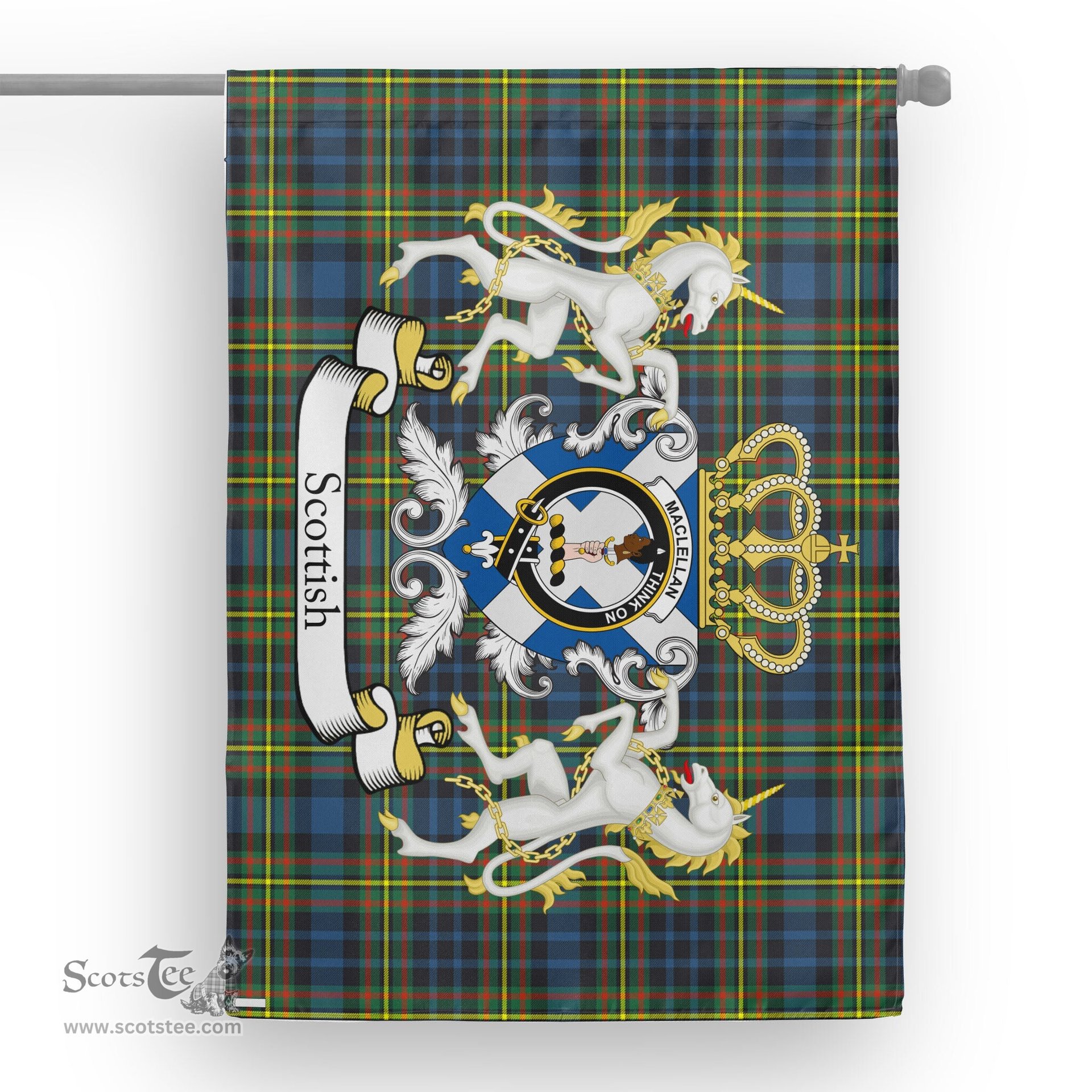 Scotstee Shop Tartan House Flag - MacLellan Tartan Flag Clan Badge With Lion Scottish, Tartan Garden Flag, Tartan Flag, Tartan House Flag, Plaid Flag, Christmas Plaid Flag