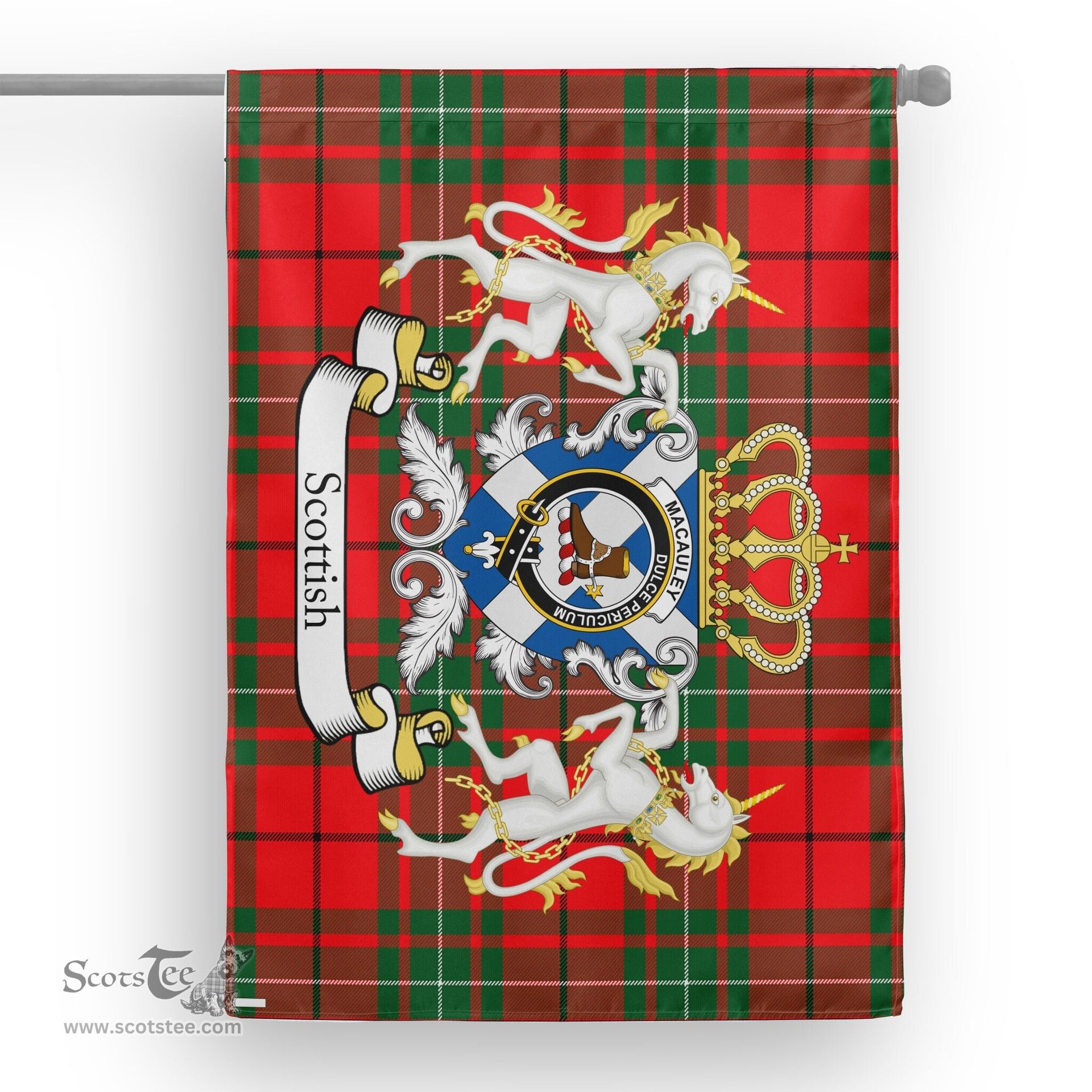 Scotstee Shop Tartan House Flag - MacAuley Tartan Flag Clan Badge With Lion Scottish, Tartan Garden Flag, Tartan Flag, Tartan House Flag, Plaid Flag, Christmas Plaid Flag