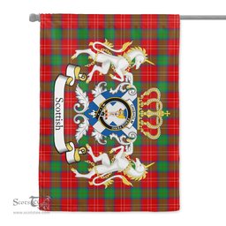 Scotstee Shop - Scotstee Shop Tartan Garden Flag Chisholm Tartan Flag Clan Badge With Lion Scottish Tartan House Flag