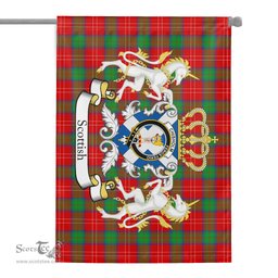 Scotstee Shop - Scotstee Shop Tartan Garden Flag Chisholm Tartan Flag Clan Badge With Lion Scottish Tartan House Flag