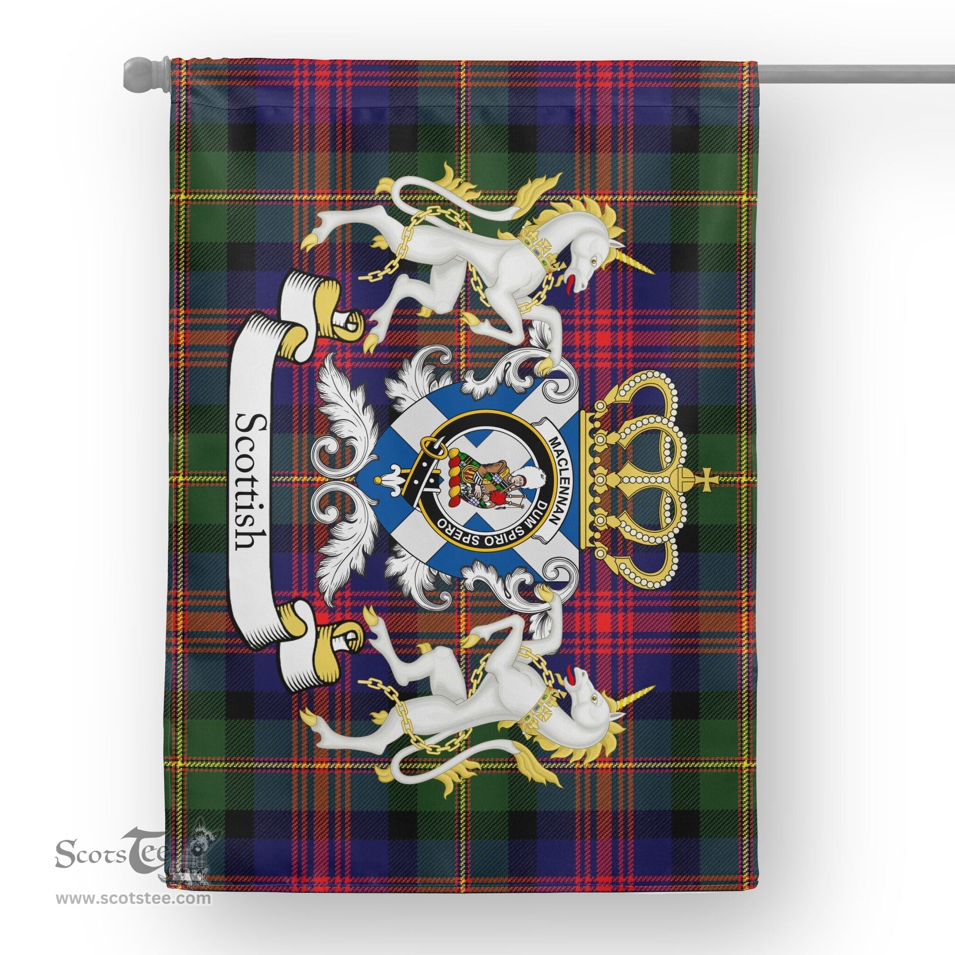 Scotstee Shop Tartan House Flag - MacLennan Tartan Flag Clan Badge With Lion Scottish, Tartan Garden Flag, Tartan Flag, Tartan House Flag, Plaid Flag, Christmas Plaid Flag