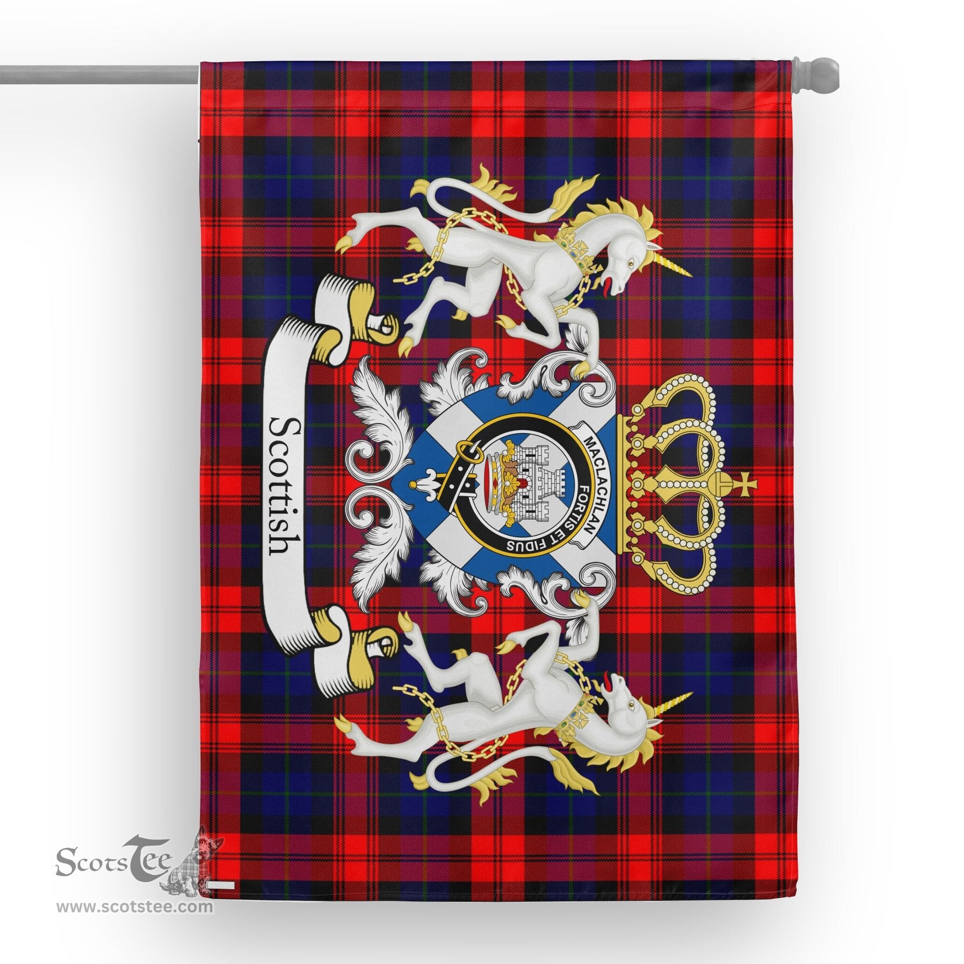Scotstee Shop Tartan House Flag - MacLachlan Tartan Flag Clan Badge With Lion Scottish, Tartan Garden Flag, Tartan Flag, Tartan House Flag, Plaid Flag, Christmas Plaid Flag